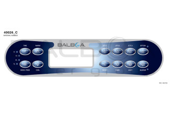  Balboa | Top Side Panel ML900 Jets 1, Jets 2, Jets 3, Option, Invert, Fiber, Light, Blower, Time, Mode/Prog, Cool, Warm 151066-30